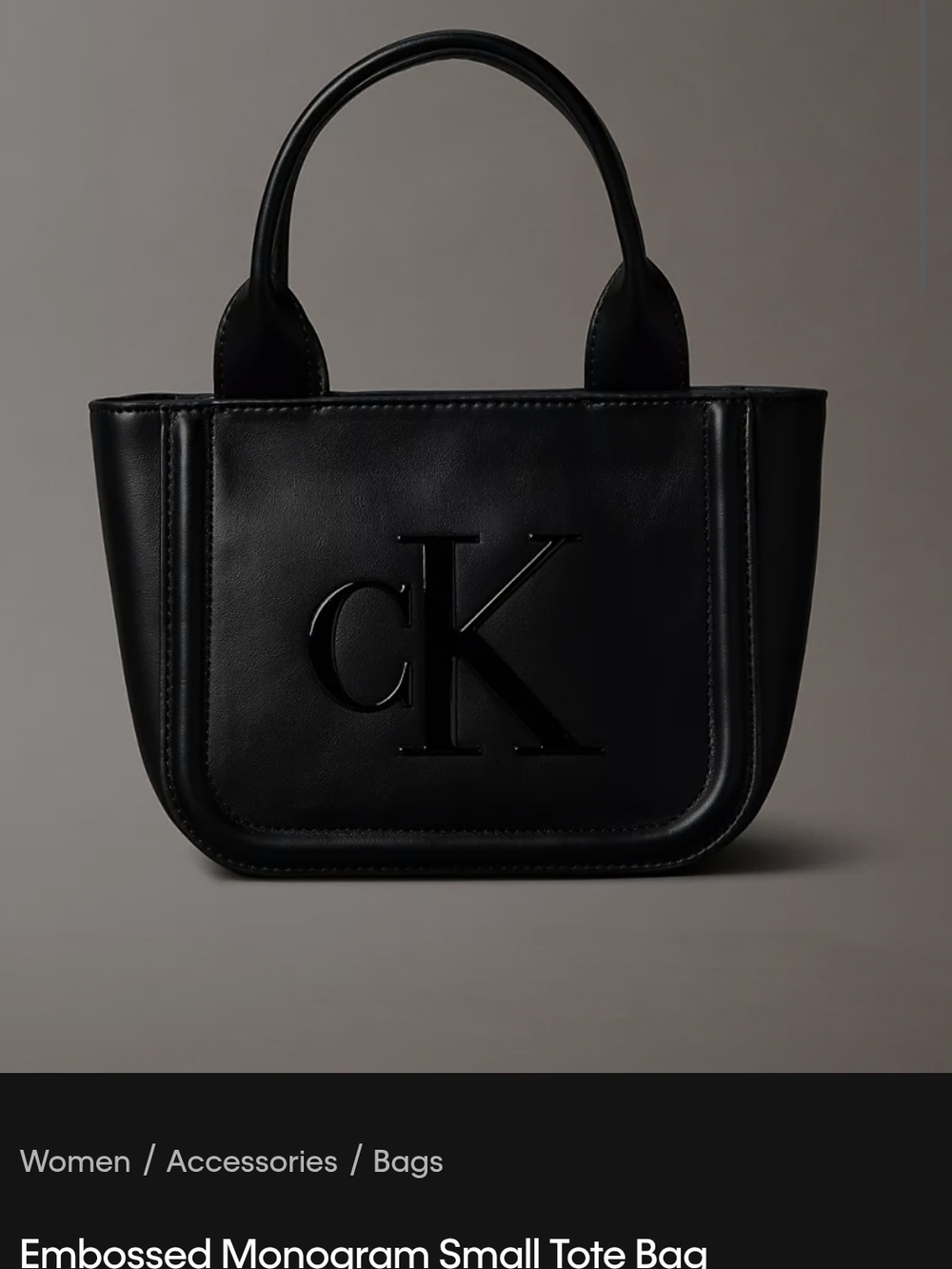 Calvin Klein Black Embossed CK Small Tote